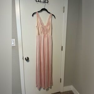 Vintage Pink Satin and Lace Slip Dress